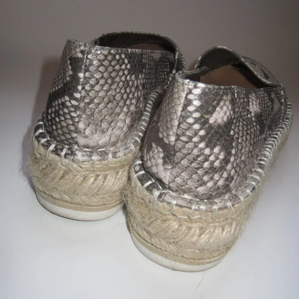Sz 7.5 Carlos Santana Snake Platform Edith Espadrille SlipOn Shoes Natural Brown